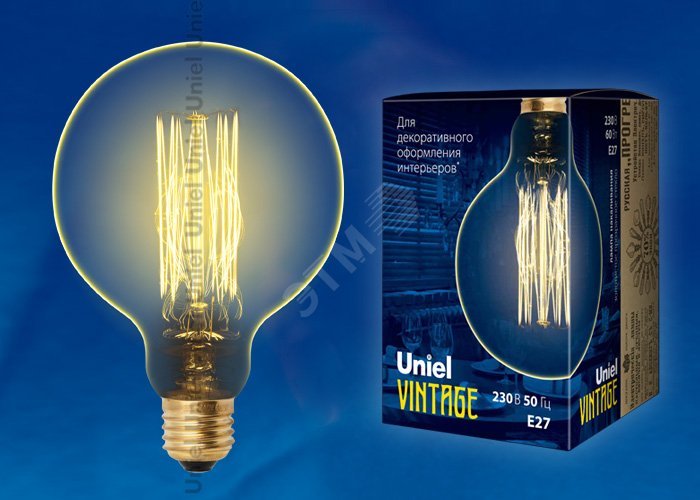 Лампа накаливания декоративная ДШ 60 вт 300 Лм E27 Vintage IL-V-G125-60/GOLDEN/E27 VW01Uniel