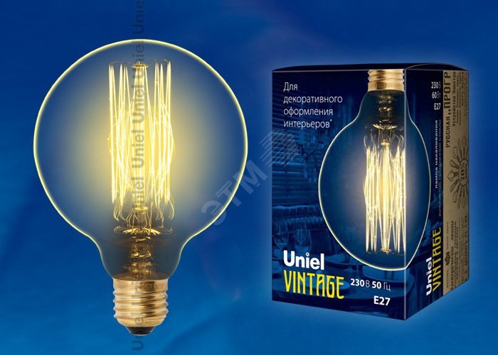 Лампа накаливания декоративная ДШ 60 вт 300 Лм E27 Vintage IL-V-G95-60/GOLDEN/E27 VW01Uniel