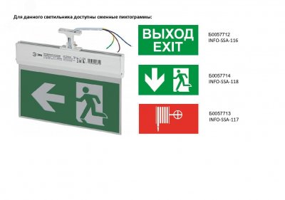 Аварийный LED светильник SSA-103-1-20 3ч 3Вт Человек-стрелка новый двусторонний со сменными пиктогра