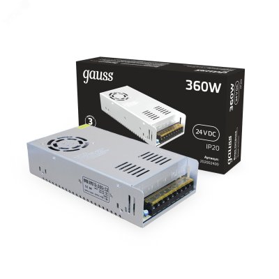 Блок питания (драйвер) для светодиодной ленты LED 24 В 360 Вт IP20 Black Gauss