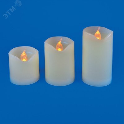 Фигура светодиодная «Свеча» на батарейках CR2032 (в/к) ULD-F060 WARM WHITE CANDLE SET3 в составе наб