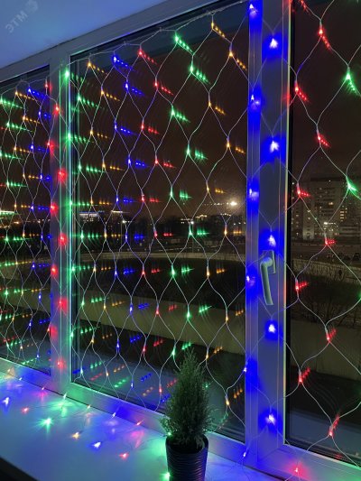 Гирлянда LED Сеть 1,8 м*1,5 м ENIS-01M мультиколор, мультирежим, 220V, IP20 (60/540) ЭРА (Б0041901)
