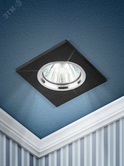 KL57 SL/BK Точечные светильники ЭРА литой  ''алюминевый '' MR16,12V/220V, 50W  серебро/черный'' (Б00