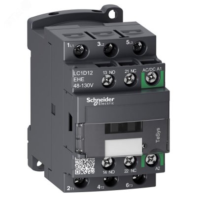 Контактор D 3P AC3 440В 12A катушка управления 48-130В AC/DC зажим под винт (LC1D12EHE)