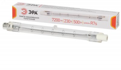 Лампа галогенная J118-500W-R7s-230V (галоген J118 500Вт нейтр R7s) (10/500/18000) (Б0048495)