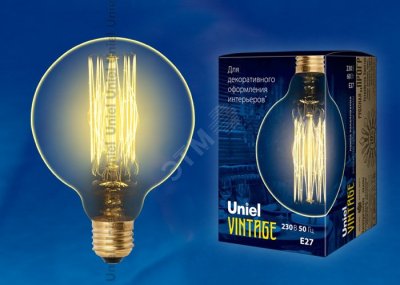 Лампа накаливания декоративная ДШ 60 вт 300 Лм E27 Vintage IL-V-G80-60/GOLDEN/E27 VW01 Uniel