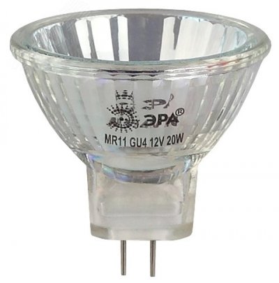 Лампа накаливания галогенная GU4-MR11-20W-12V-30CL (галоген, софит, 20Вт, нейтр, GU4) ЭРА (10/200/12