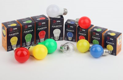 Лампа светодиодная для Белт-Лайт  диод. шар, прозр., 4SMD, 1W, E27 ERAWL45-E27 ЭРА LED P45-1W-Е27 ЭР