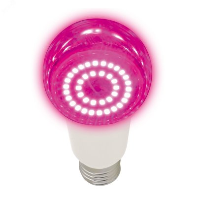 Лампа светодиодная для растений LED-A60-15W-SPSB-E27-CL PLP30WH Форма A прозрачная. Спектр для расса