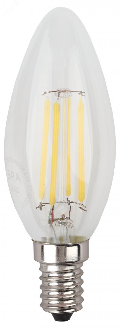 Лампа светодиодная F-LED B35-11w-827-E14  (филамент, свеча, 11Вт, тепл, E14) (10/100/5000) ЭРА (Б004