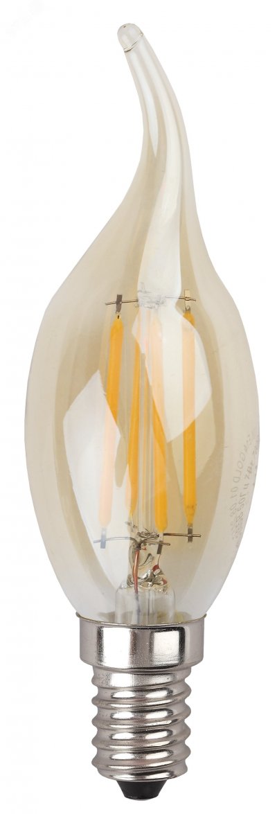 Лампа светодиодная F-LED BXS-7W-840-E14 gold  (филамент, свеча на ветру золот, 7Вт, нетр, E14) (10/1