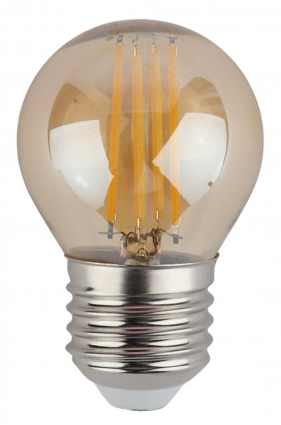 Лампа светодиодная F-LED P45-9W-827-E27 gold  (филамент, шар золот, 9Вт, тепл, E27) (10/100/3600) ЭР