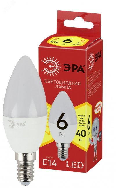 Лампа светодиодная RED LINE LED B35-6W-827-E14 R Е14 / E14 6 Вт свеча теплый белый свет