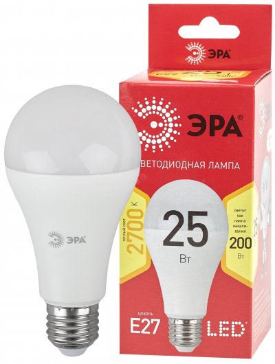 LED лампа A65-25W-827-E27 R ЭРА (диод, груша, 25Вт, тепл, E27) (10/100/1200)
