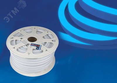 Лента светодиодная ULS-N21-2835-120LED/m-8mm-IP67-220V-8W/m-50M-BLUE бобина