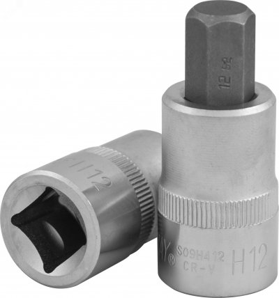 Насадка торцевая 1/2''DR с вставкой-битой шестигранной, H12, 55 мм