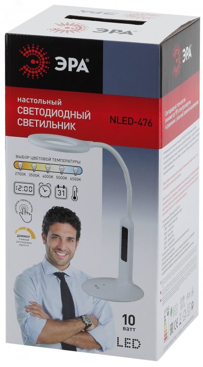 NLED-476-10W-W Светильники настольные ЭРА NLED-476-10W-W белый наст.светильник (Б0038591)