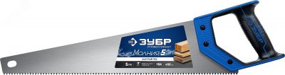 Ножовка по дереву (пила) ''МОЛНИЯ-5'' 450 мм, 5 TPI, прямой крупный зуб, быстрый рез поперек волокон