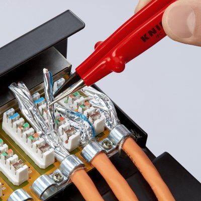 Пинцет VDE 1000V захватный прецизионный зазубренные губки с особо тонкими кончиками пружинная сталь
