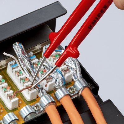 Пинцет VDE 1000V захватный прецизионный зазубренные губки с тонкими кончиками пружинная сталь хромир