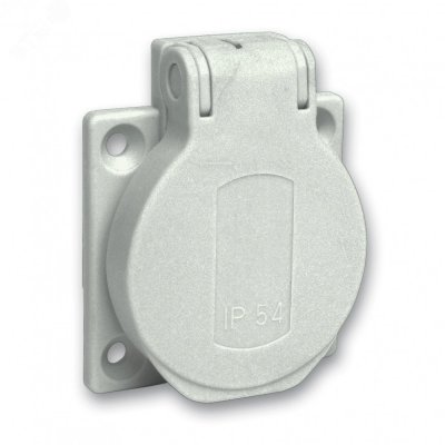 Розетка силовая 10/16A 50х50мм IP54 винты сзади серая (PKS51G)