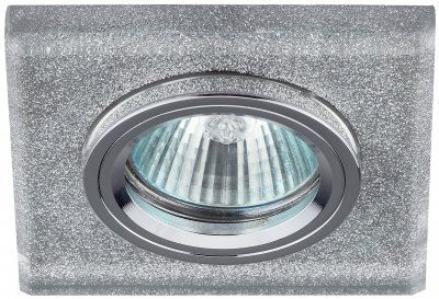 Светильник декор стекло квадрат MR16,12V/220V, 50W, хром/серебряный блеск DK8 CH/SHSL  ЭРА (C0043739