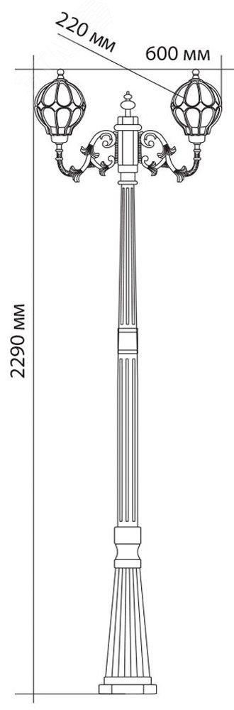 Светильник НТУ-2х60w столб-2.29м Е27 IP44 черное золото (PL3808 чер.зол.)
