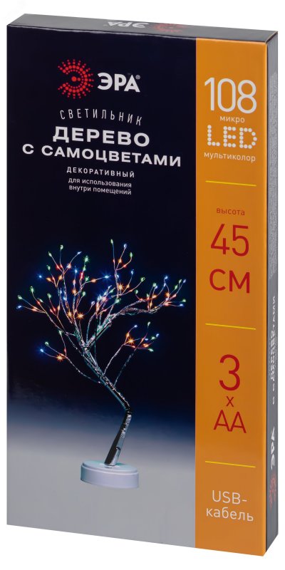 Светодиодная новогодняя фигура Дерево c самоцветами 36 microLED, 3АА, IP20 ЕGNID - 36MC ЭРА