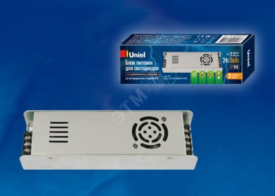 UET-VAS-360B20 24V IP20 Блок питания, 360Вт. Металлический корпус. TM Uniel